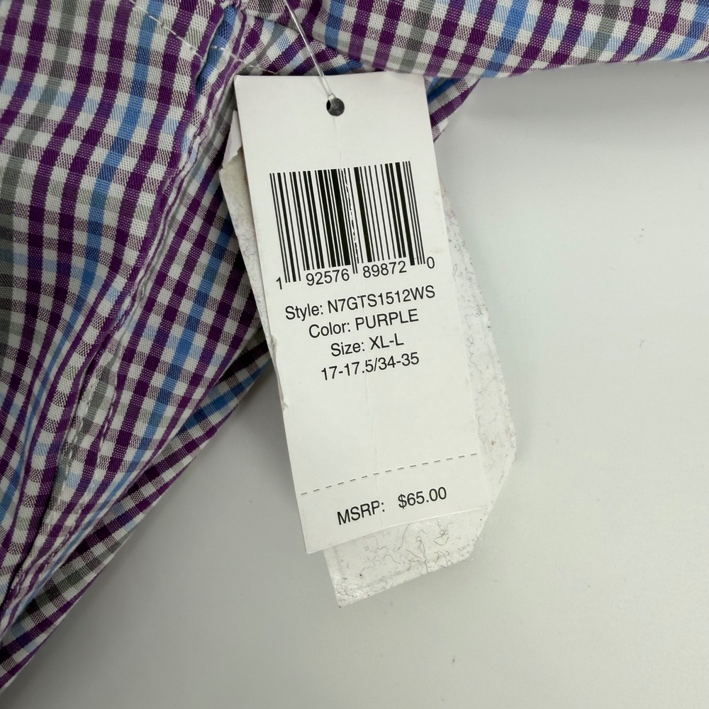 Nick Graham Everywhere Modern Fit Men's Purple Gingham Dress Shirt & Tie X-Large - Picture 5 of 9